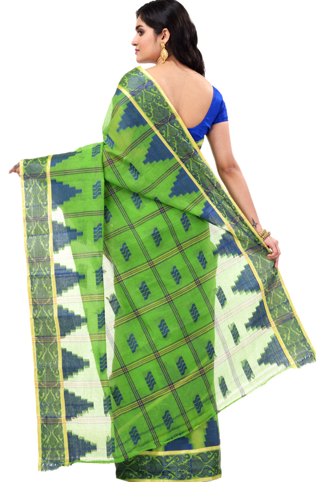Green Pure Cotton Kamala Desiging Tant Saree (225)